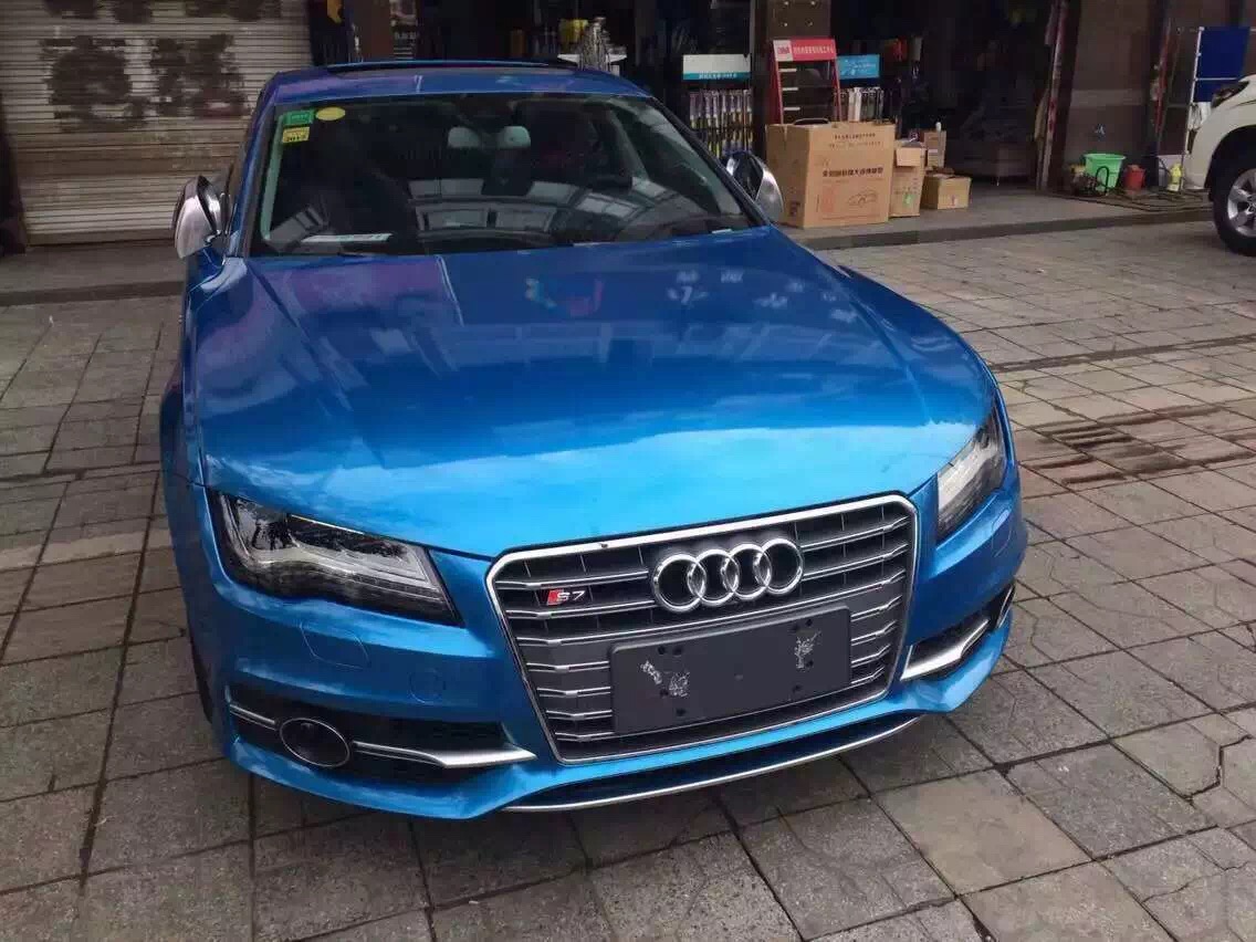 Midnight Metallic Gloss blue Vinyl Car wrap sticker With Air Bubble Free Shiny Glossy blue wrap film Vhicle covering foil :1.52*20M/Rol l