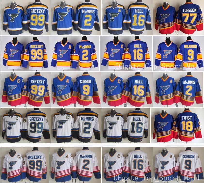 St Louis Blues Ice Hockey 16 Brett Hull Jerseys 99 Wayne Gretzky 2 AL MacINNIS 9 Shayne Corson 9 Doug Gilmour Stitched Blue White, Black;red
St Louis Blues Ice Hockey 16 Brett Hull Jerseys 99 Wayne Gretzky 2 AL MacINNIS 9 Shayne Corson 9 Doug Gilmour Stitched Blue White, Black;red