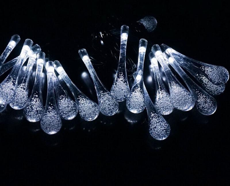 Solar Power led string light Crystal Water Drop Fairy String Light 19.7ft 30LED 3 Modes Solar Light for Party weding Christmas Decoration