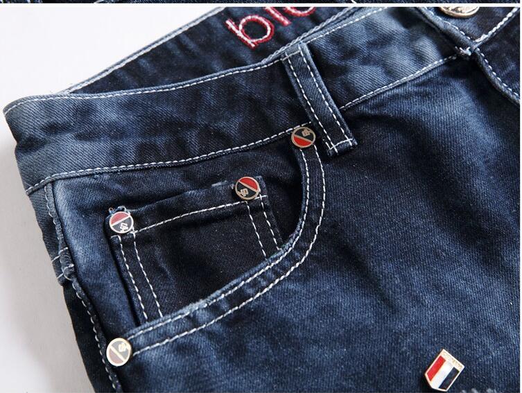 Hot Sale Mens Jeans 2016 New Ripped Elatic Jeans Fashion Designer Biker Jeans Casual Men Clothes Skinny Jeans Slim Fit