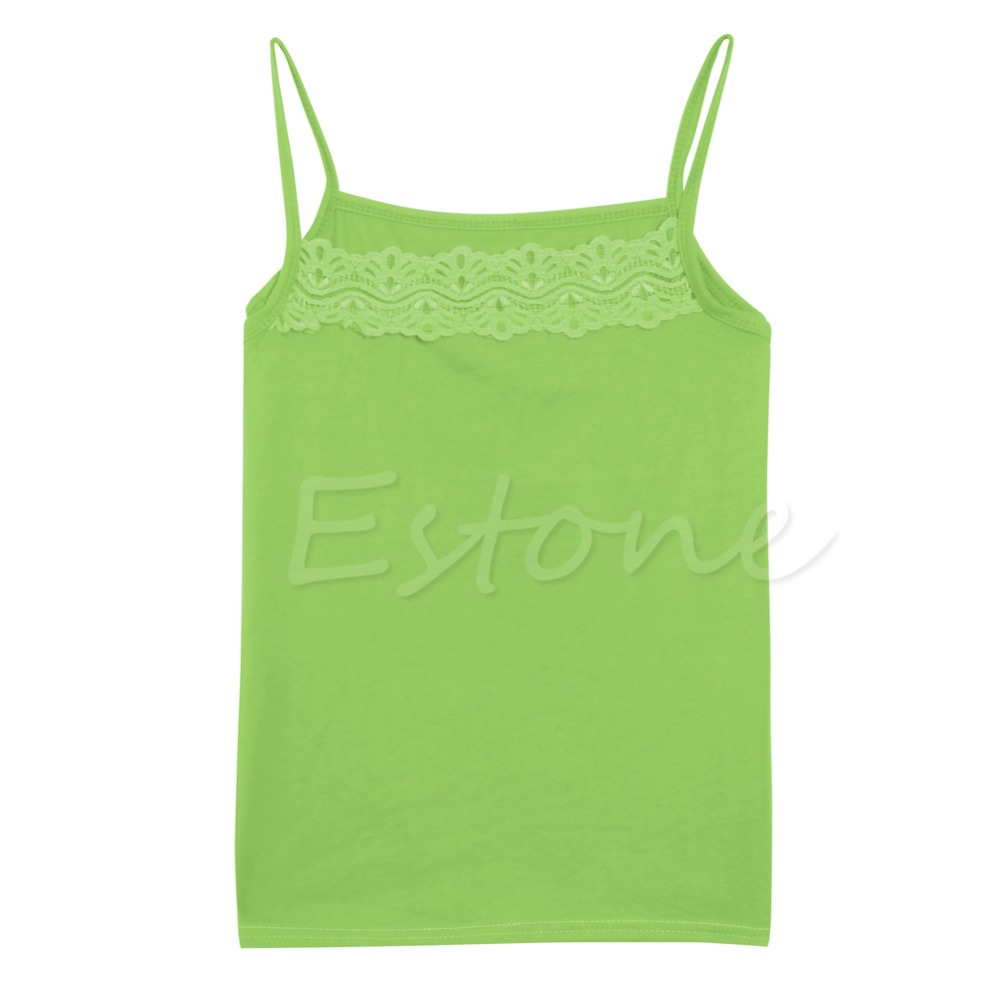 Wholesale-[COCKCON] Women Sleeveless Camisole Basic Stretch Spaghetti Cotton Lace Tank Tops Cami