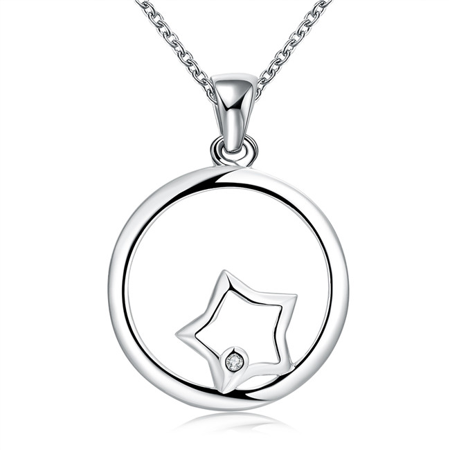 High grade women's Annulus shape Pendant Necklace white gemstone sterling silver necklace STSN704,brand new fashion 925 silver necklace