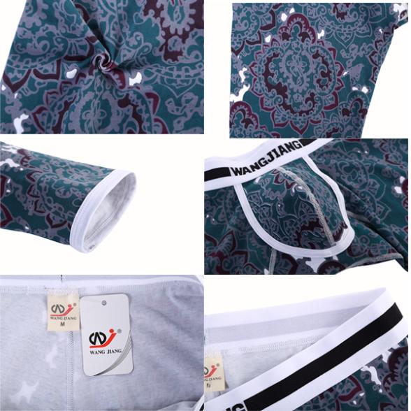 Wholesale-Men's Soft Long Johns Pants Thermal Pants Cotton Pattern Printed Underwear S-XL