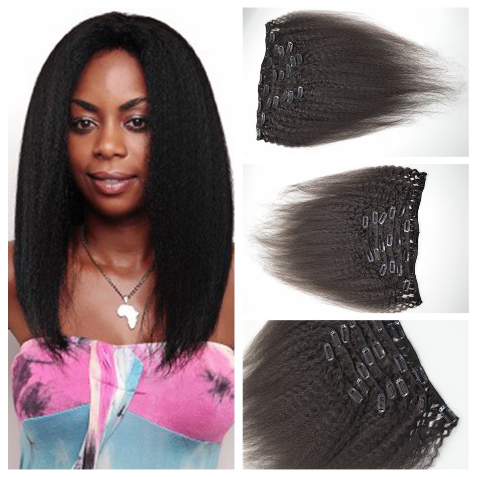 New style Brazilian human kinky staight hair weft clip in extensions Natural color 7pieces 120G Clip on hair 4a,4b,4c G-EASY
New style Brazilian human kinky staight hair weft clip in extensions Natural color 7pieces 120G Clip on hair 4a,4b,4c G-EASY