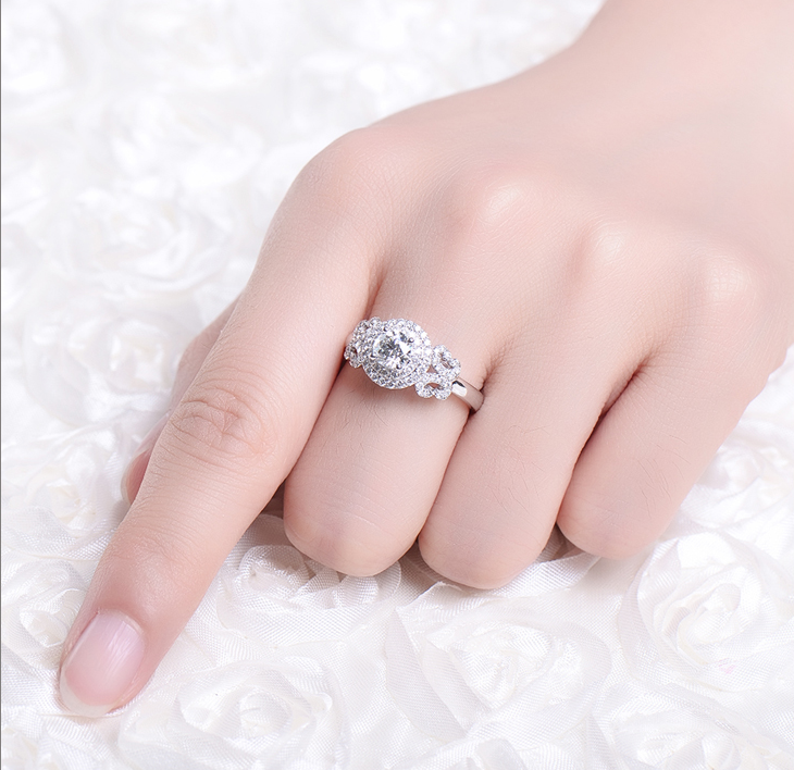 Victoria Wieck Round Cut Stunning Jewelry 925 Sterling Silver White Sapphire Simulated Diamond Gemstones Wedding Band Flower Ring Size 5-11