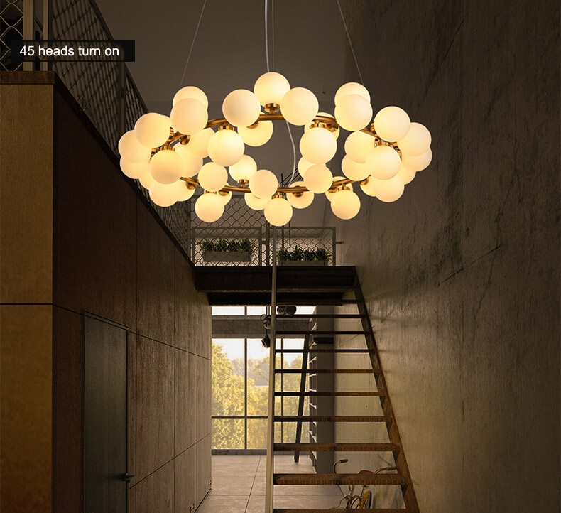modern led glass pendant lights round art glass chandelier 25/45 heads loft pendant light fixture modo glass chandelier G4 base