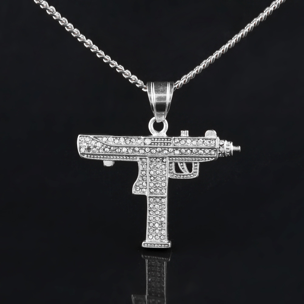 Hip Hop Gun Pendant Necklace For Men Women Iced Out Cz Pendant Cuban Chain Drop Shipping, Silver
Hip Hop Gun Pendant Necklace For Men Women Iced Out Cz Pendant Cuban Chain Drop Shipping, Silver