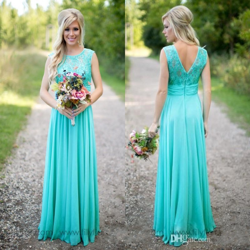 Turquoise Long Country Bridesmaid Dresses Scoop Neckline Chiffon Floor Length Lace V Backless Long Maid Of Honor Bridesmaid Dresses
Turquoise Long Country Bridesmaid Dresses Scoop Neckline Chiffon Floor Length Lace V Backless Long Maid Of Honor Bridesmaid Dresses
