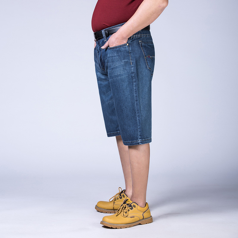 Wholesale-Drizzte Men 38 40 42 44 46 48 50 52 Plus Jeans Shorts Summer Short Work Blue Denim Jean Big & Tall Trousers Pants