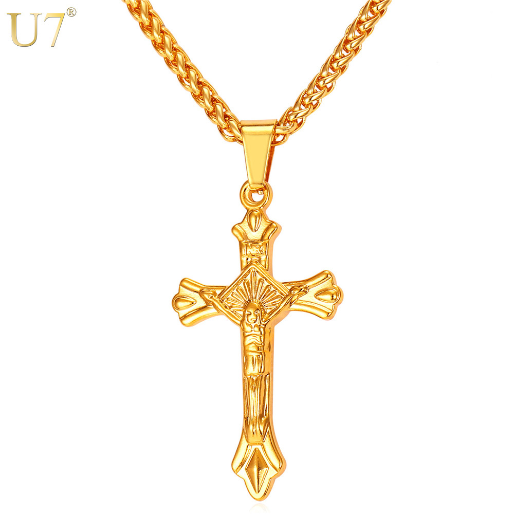 unique Latin Cross Necklace For Men Stainless Jewelry 18K Gold Plated Religious Trendy Crucifix Christian Jesus Cross Pendant P825
unique Latin Cross Necklace For Men Stainless Jewelry 18K Gold Plated Religious Trendy Crucifix Christian Jesus Cross Pendant P825