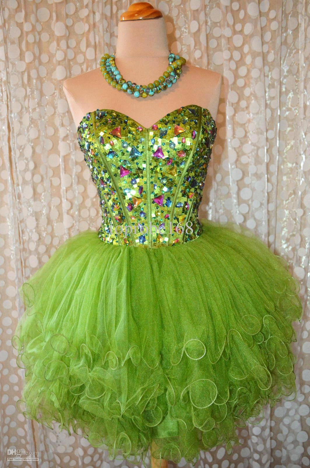 Wonderful Sweetheart Crystals Hot Pink Puffy Tulle Ball Gown Short Homecoming Colorful Rhinestones Cocktail Prom Graduation Dresses BO7806