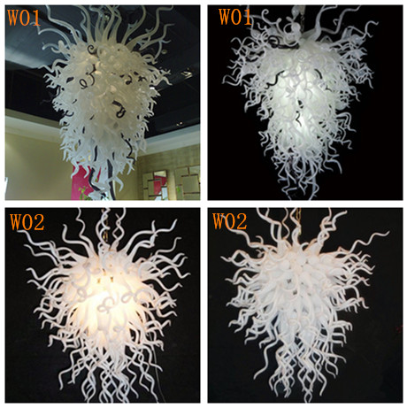 Modern Art Milk White Chandelier Lamps Style LED Light Source 100% Hand Blown glass Chandeliers