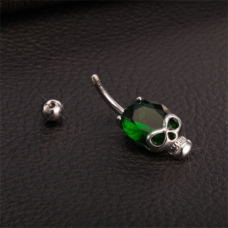 New Personality Jewelry Crystal Human Skeleton Navel Surgical Steel Rhinestone Body Navel Piercing Belly Button Rings Barbells Jewelry