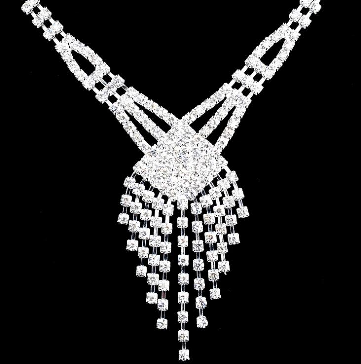Four pcs jewelry set Crystal Wedding Crown Earrings Necklace Tiaras rings bracelet Accessories Fashion Headdress HT122