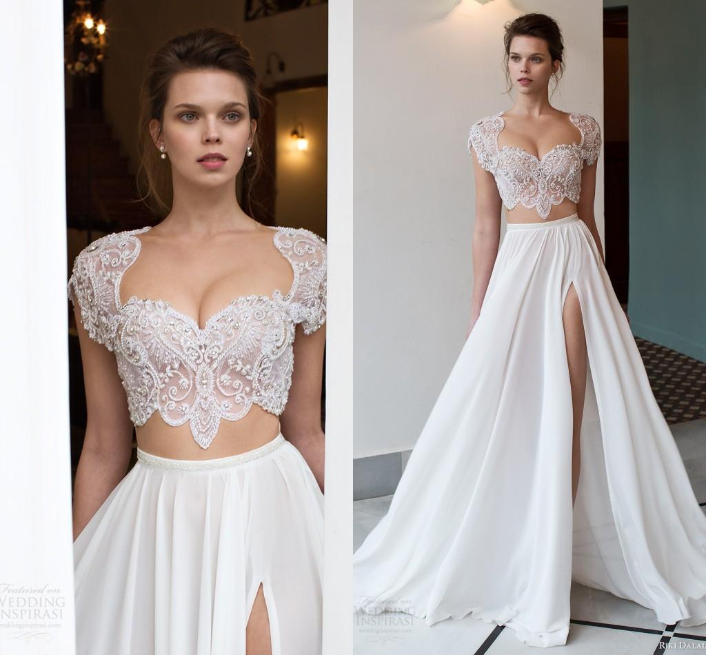 2021 White Wedding Dresses Riki Dalal 2 Pieces with Cap Sleeves Crystal Beads Split Long Chiffon Bohemian Beach Bridal Gowns, Ivory
2021 White Wedding Dresses Riki Dalal 2 Pieces with Cap Sleeves Crystal Beads Split Long Chiffon Bohemian Beach Bridal Gowns, Ivory