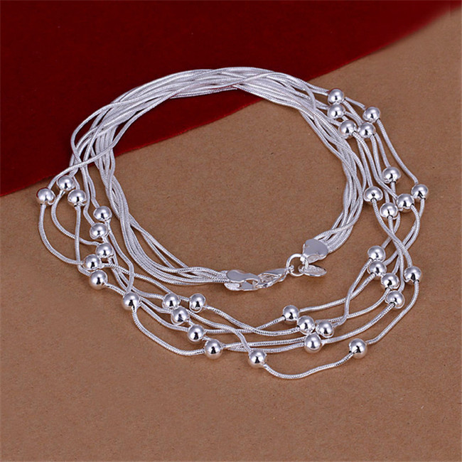 Christmas gift Five line light bead necklace sterling silver plate necklace STSN213,fashion 925 silver Chains necklace factory direct sale