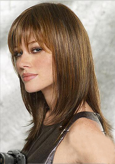 Fashion hair style Medium Long Straight womens wig free shipping