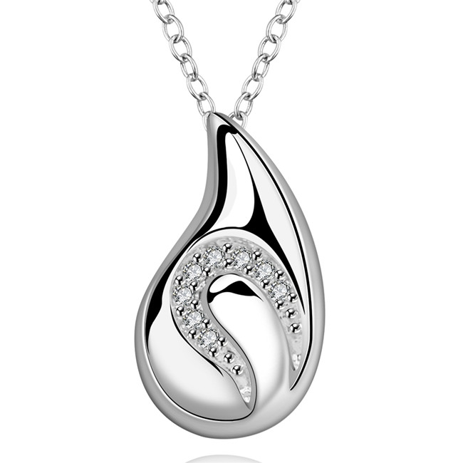 High grade horse's hoof Pendant Necklace white gemstone sterling silver necklace STSN684,fashion 925 silver necklace factory direct sale