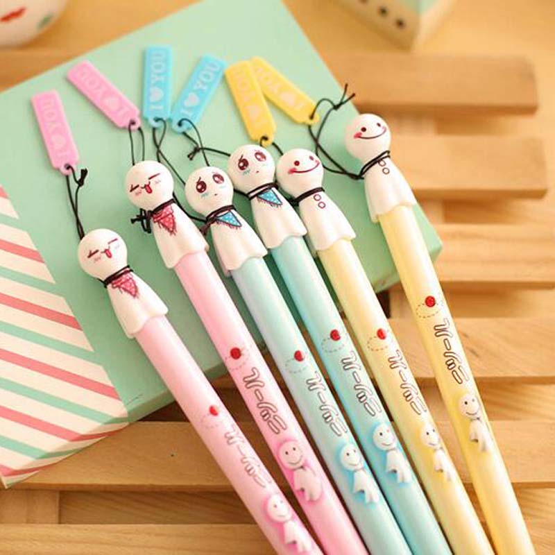15 pcs/Lot Kawaii Sunny Day Doll Gel Pens Writing Pens Black Ink Pen Student Stationery Material Escolar