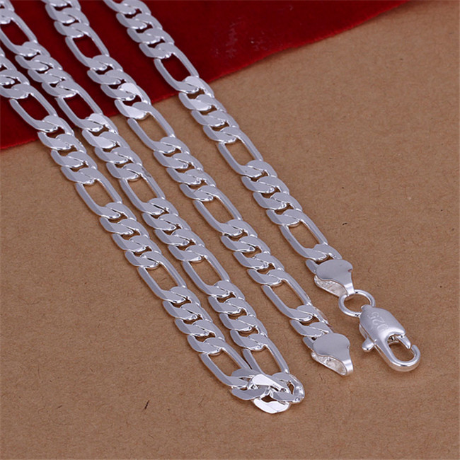 Hot sale flat three men a necklace sterling silver plate necklace STSN032,fashion 925 silver Chains necklace factory sale christmas gift