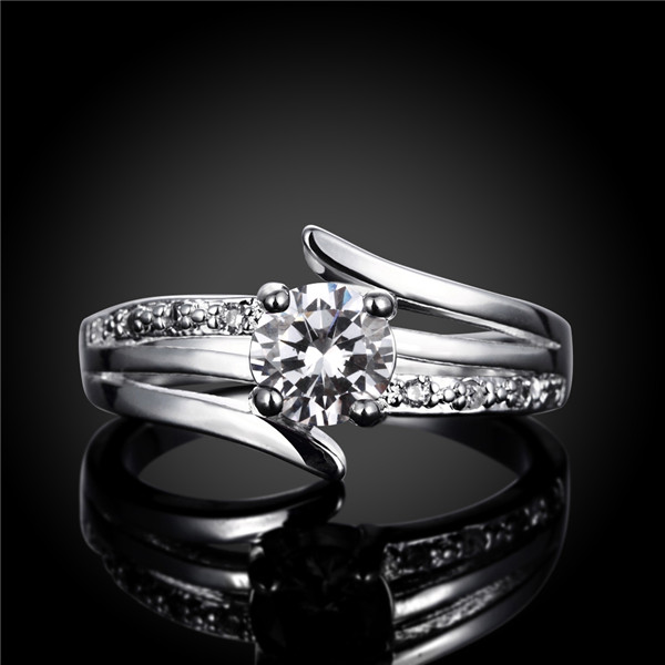 Hot sale Full Diamond fashion Driving three lines 925 silver Ring STPR055D brand new white gemstone sterling silver plated finger rings