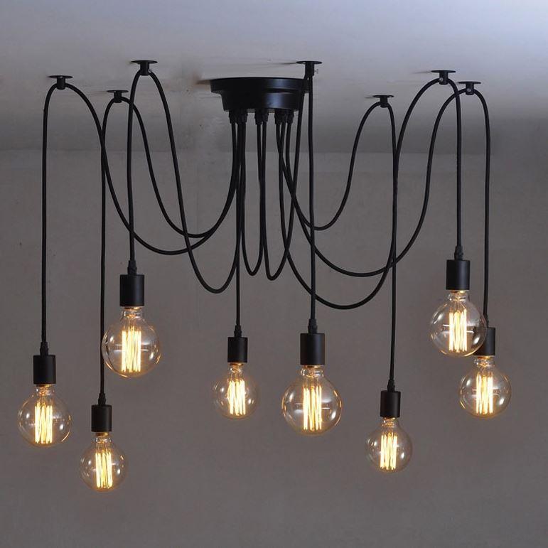 6/8/10/12/14 Lamps Retro Modern Spider Pendant Light Kitchen Lighting Metal Base Material E27 Bulb Base Living Room Lighting