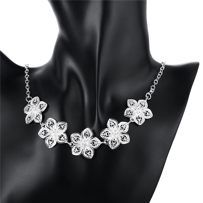 High grade 925 sterling silver Flower necklace bracelet piece jewelry sets DFMSS452 brand new Factory direct sale wedding 925 silver