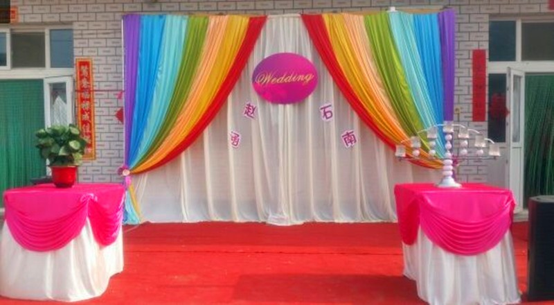 3 x 3 M Ice Silk cloth Graduation Wedding Background Decoration Baby Baptism Kids Shower Party Decor Birthday Backdrop Curtain Rainbow Grand Event Sta