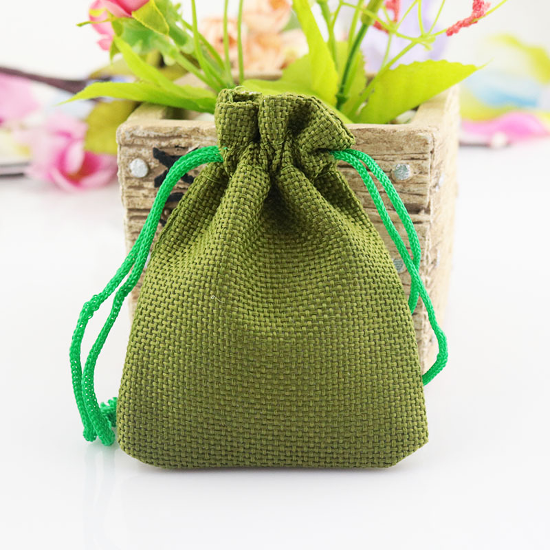 100pcslot Natural Burlap Linen cotton Fabric jewelry Bags Drawstring Gift Pouch Wedding Jewelry Pouches 79cm 12 colors