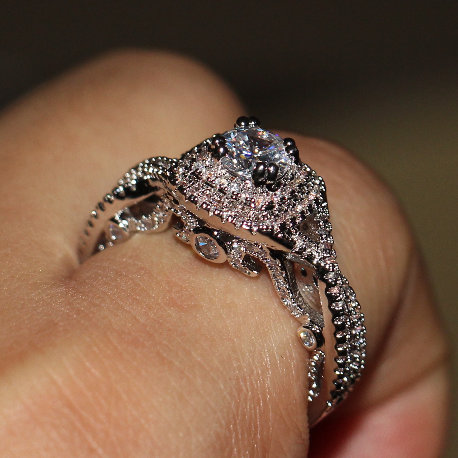 Victoria Wieck 2016 New Hot Luxury Jewelry 925 Sterling Silver White topaz Simulated Diamond Gemstones Wedding Band Women Rings Size 5-11