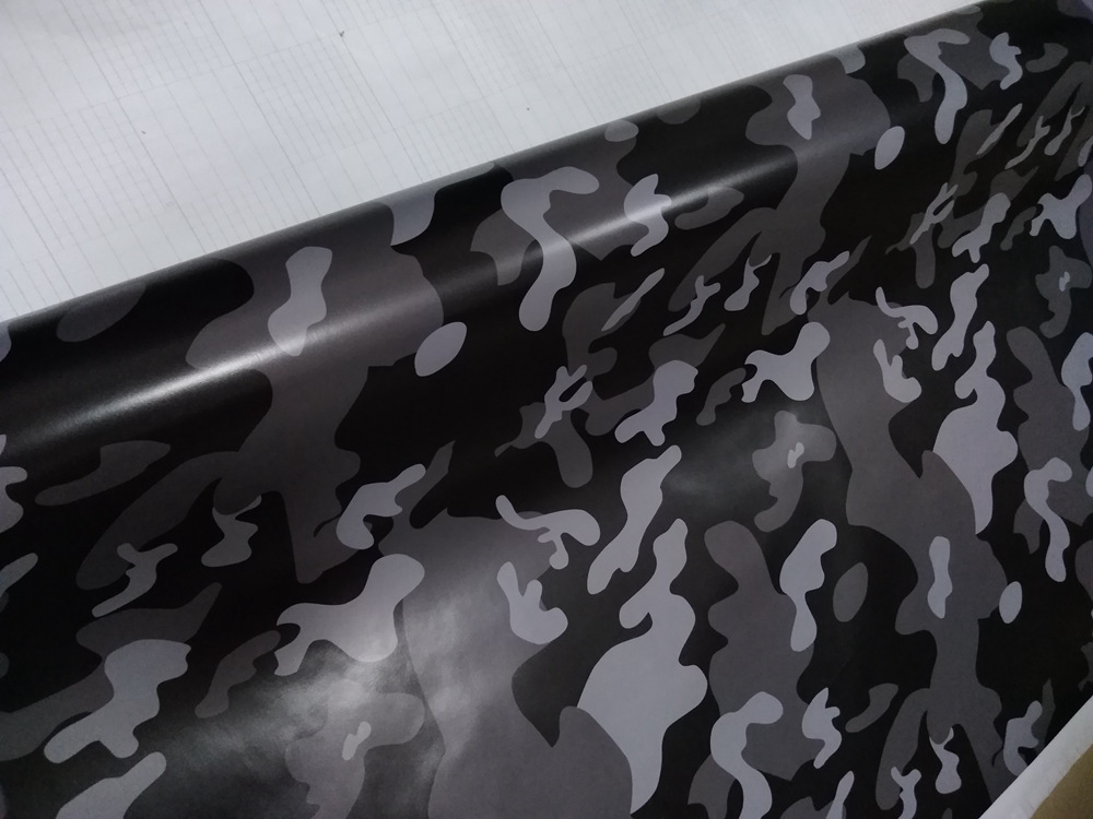 White black Gray Camo Car Wrap Vinyl With Air Release Gloss/ Matt Arctic Camouflage covering Truck boat graphics STYLING size 1.52X30M ROLL