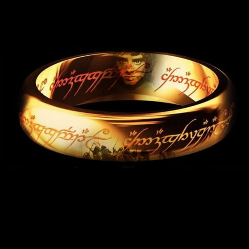 Brand New Fashion Colol jewelry Classic Men Women LOTR 18K Gold GP Wedding Band Rings for Women Men Pendant Width 6mm Size 6-12