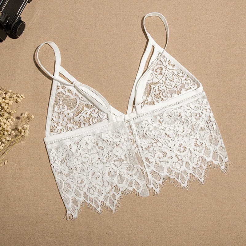 Wholesale-Sexy Women Boho Underwear Sheer Lace Crohet Bralette Bras Crop Bustier Cami Tank Tops Y6