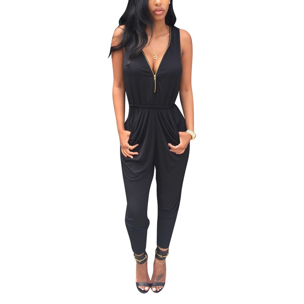 Wholesale- Sexy V Neck Women Clubwear Playsuit Bodycon Party Jumpsuit&Romper Trousers Ladies Romper