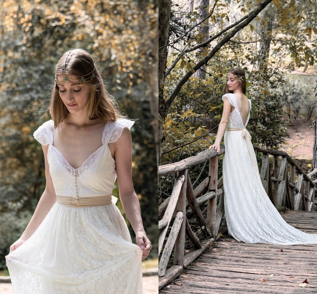 2016 Designs Beach Bohemian Ivory Wedding Dresses A Line Sweetheart back Open back Ribbon Full Lace Bridal Gowns Custom made
2016 Designs Beach Bohemian Ivory Wedding Dresses A Line Sweetheart back Open back Ribbon Full Lace Bridal Gowns Custom made