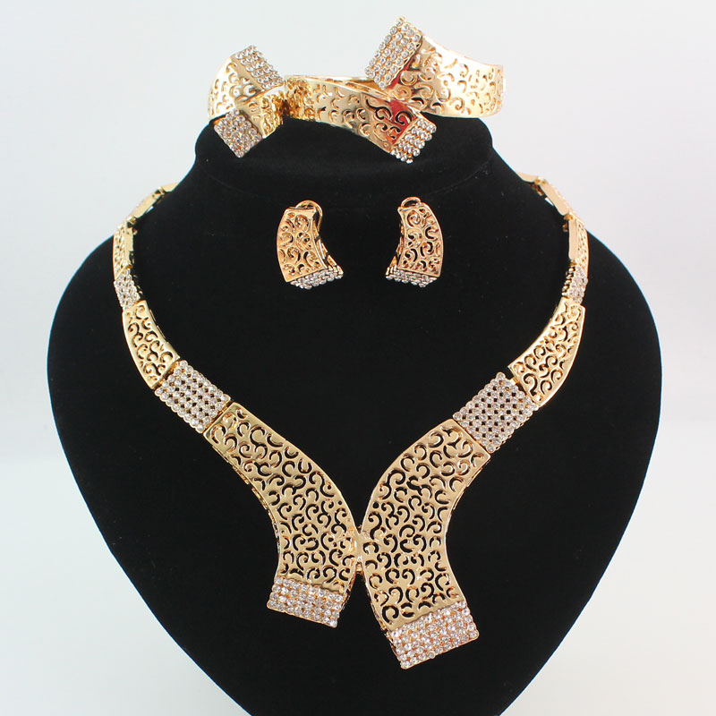 Jewelry Sets Gold/Silver Plated Statement Necklace Bracelet Earring Ring Fashion Crystal Hollow Tribal Bridal Bridesmaid Wedding Jewellery, Black
Jewelry Sets Gold/Silver Plated Statement Necklace Bracelet Earring Ring Fashion Crystal Hollow Tribal Bridal Bridesmaid Wedding Jewellery, Black