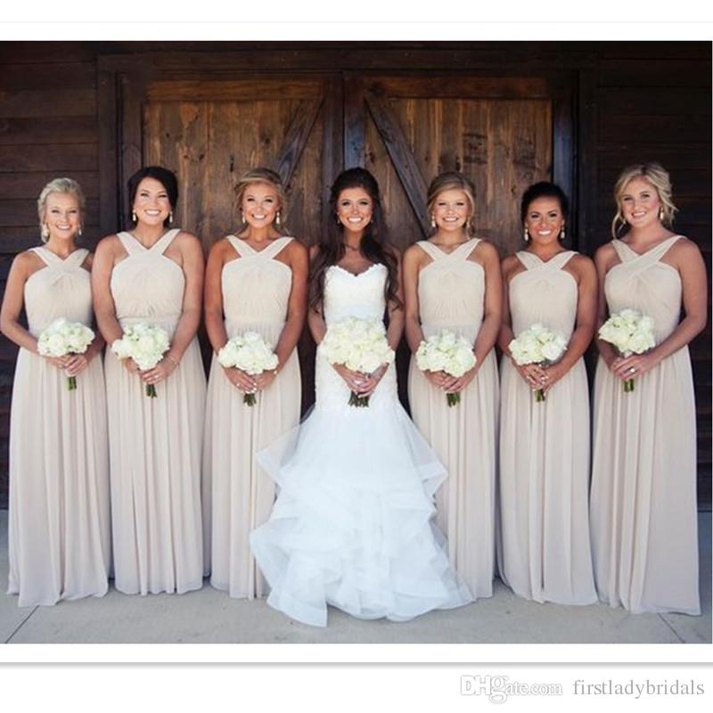 2019 Champagne Bridesmaid Dresses Chiffon A-line Long Straps Maid Of Honor Gowns Floor Length Weddings Guest Dress Cheap Price
2019 Champagne Bridesmaid Dresses Chiffon A-line Long Straps Maid Of Honor Gowns Floor Length Weddings Guest Dress Cheap Price