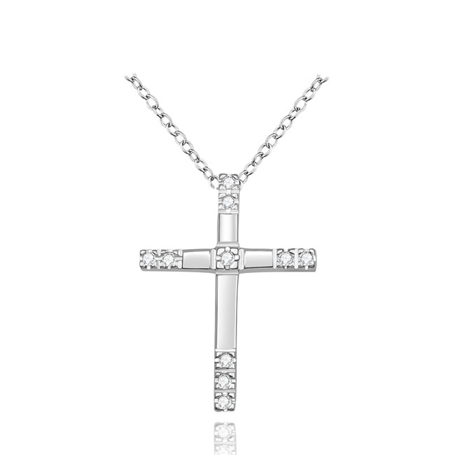 Christmas gift cross pendant necklace white gemstone sterling silver plate necklace STSN539,fashion 925 silver necklace factory direct sale