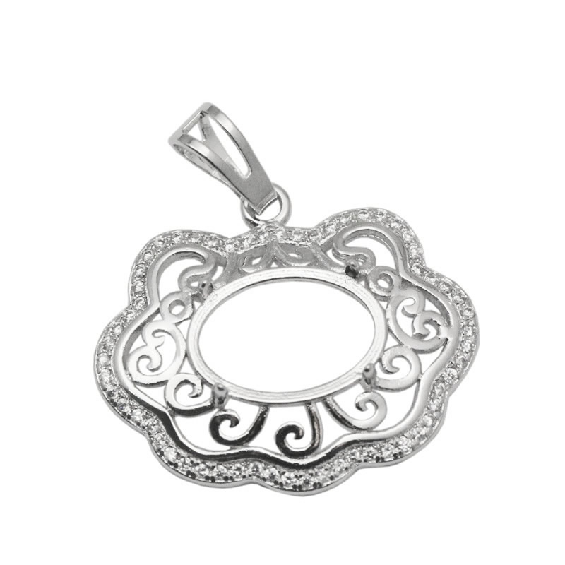 Beadsnice 9x13 Oval Stone Pendant Semi-mount Setting Sterling Silver Handmade Accessories Blank Pendant Base Cloud Shaped ID 34064