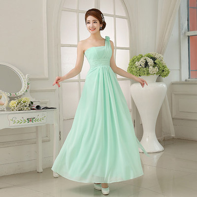Pleated Long Chiffon Bridesmaid Dress Mint Green 2019 Floor Length Wedding Party Dress 5 Style Mixed Order