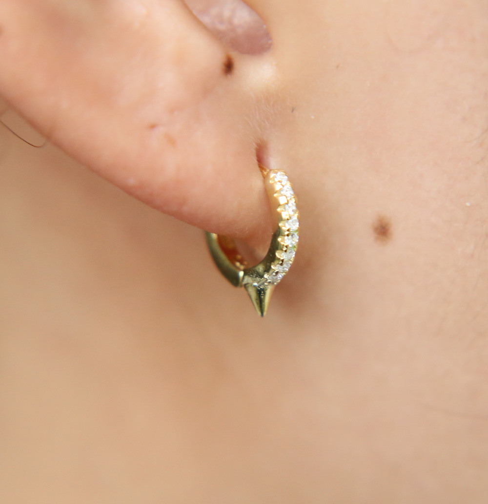 2017 new arrive 10mm circle hie hoops sterg sier 4 colors micro pave cz spike unique design wholesale mini hoop earring