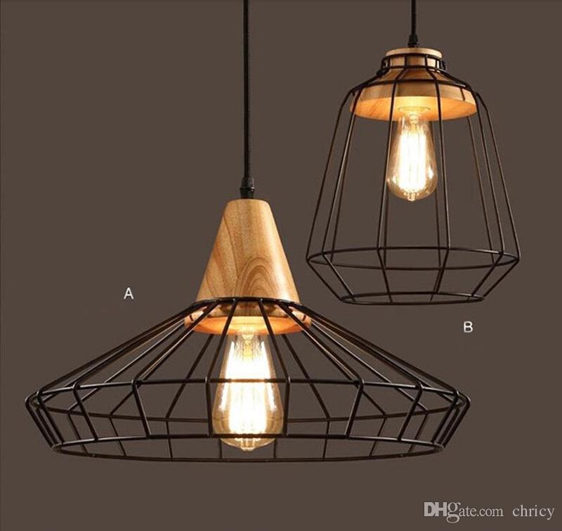 Retro Loft Led Industrial Pendant Lamp Wooden Chandelier Lighting for Restaurant Bar Coffee Kitchen Home Decoration