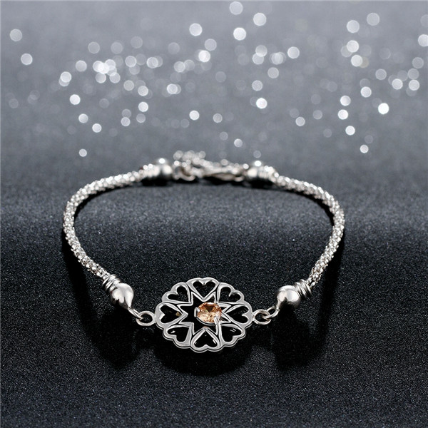 Hot sale gift 925 silver Hollow Heart Bracelet group DFMCH384,Brand new sterling silver plated Chain link gemstone bracelets high grade