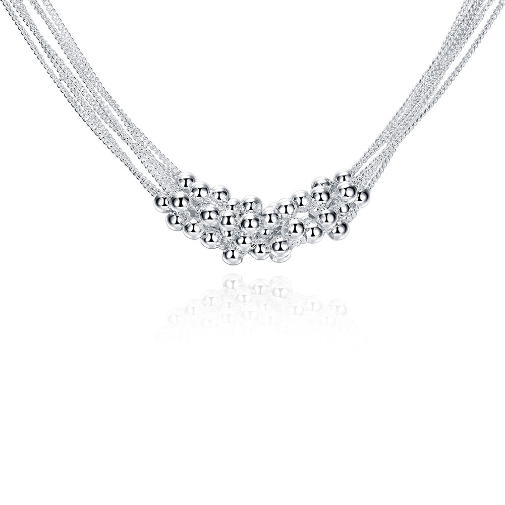 Brand new Six-lane light beads sterling silver plate necklace STSN002,fashion 925 silver Chains necklace factory direct sale
