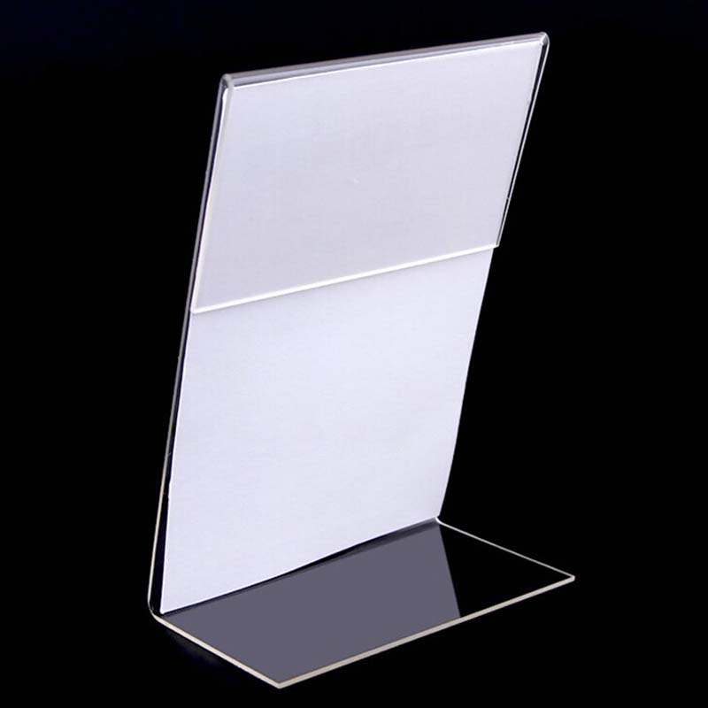 New 10pcs/lot High Quality Clear 6x9cm L Shape Acrylic Table Sign Price Tag Label Display Paper Promotion Card Holder Papelaria