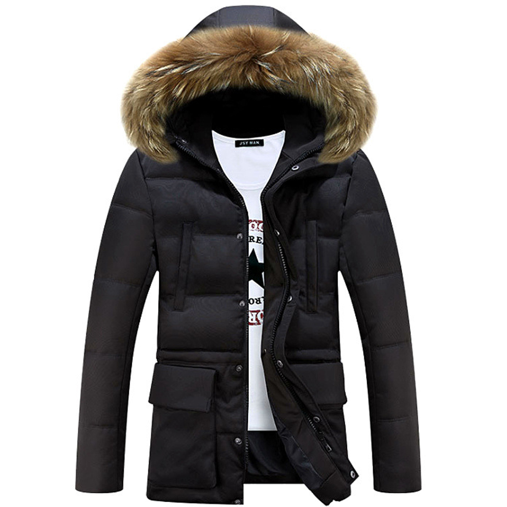 Fall-2016 Casual Long Fur Hooded Parkas Hombre Invierno Thick Cotton-padded Mens Winter Parka With Fur Hood