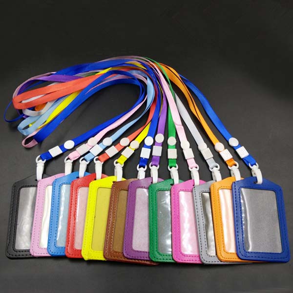 20pcs ID Badge Holder PU ID Card Accessories Holder Credit Card Bus Card Case Stationery School supplies With Lanyard Papelaria
