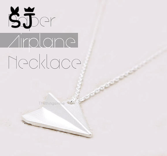 30PCS Gold Silver Origami Plane Necklace Paper Plane Necklace Tiny Aircraft Airplane Necklaces Jewelry for women