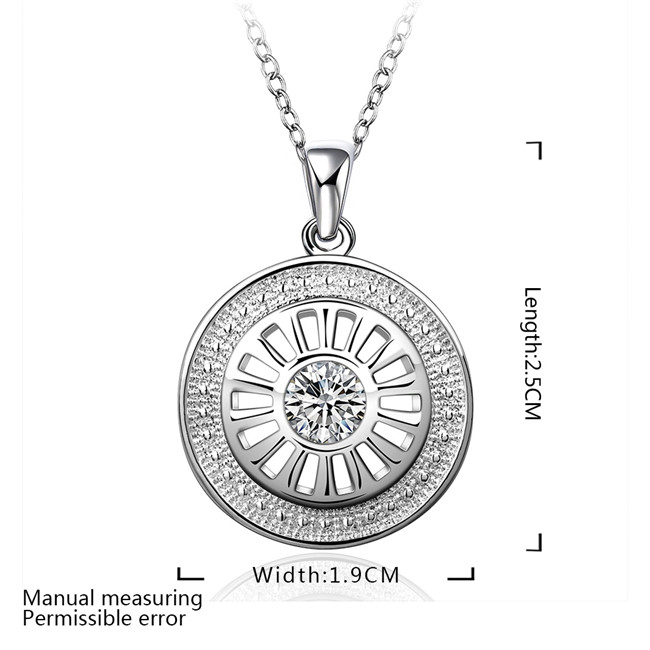 Best gift women's Button buckle shape pendant necklace white gemstone sterling silver plated necklace STSN692