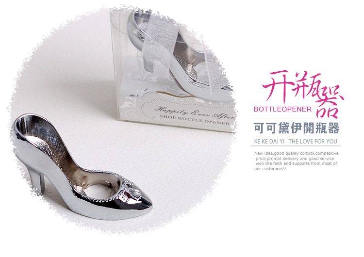 Cinderella shoe bottle opener 100PCS/LOT wedding bridal shower favor party gifts Free shipping